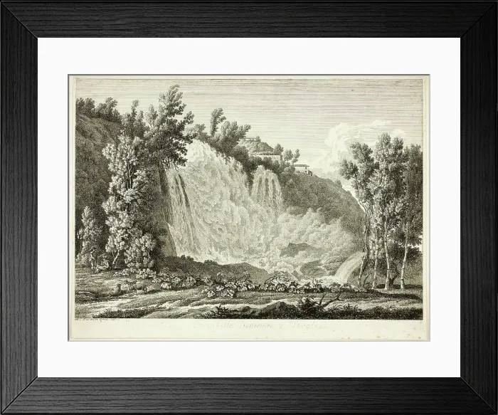 Framed Print : Waterfall Above Tivoli, from Malerisch radirte Prospecte aus Italien, 1792. Creator: Albert Christoph Dies Framed Print : Waterfall Above Tivoli, from Malerisch radirte Prospecte aus Italien, 1792. Creator: Albert Christoph Dies
