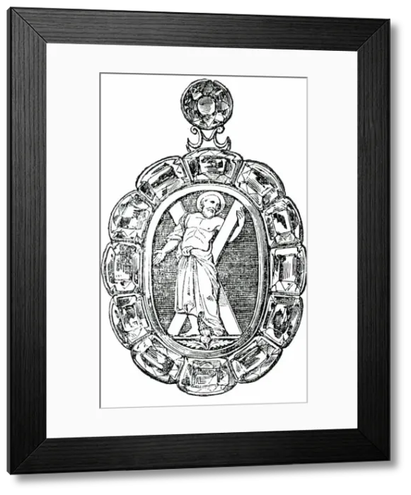 Framed Print : Regalia of Scotland: Jewel of St. Andrew, 1850. Creator: Unknown Framed Print : Regalia of Scotland: Jewel of St. Andrew, 1850. Creator: Unknown