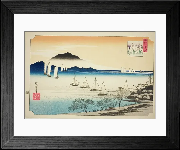 Framed Print : Returning Sails at Yabase (Yabase no kihan), from the series Eight Views of Omi... c. 1834. Creator: Ando Hiroshige. Returning Sails at Yabase (Yabase no kihan), from the series Eight Views of Omi... c. 1834. Creator: Ando Hiroshige Framed Print : Returning Sails at Yabase (Yabase no kihan), from the series Eight Views of Omi... c. 1834. Creator: Ando Hiroshige. Returning Sails at Yabase (Yabase no kihan), from the series Eight Views of Omi... c. 1834. Creator: Ando Hiroshige