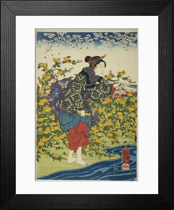 Framed Print : The Ide Jewel River in Yamashiro Province (Yamashiro kuni Ide no Tamagawa), from an... c. 1847 / 52. Creator: Utagawa Kuniyoshi Framed Print : The Ide Jewel River in Yamashiro Province (Yamashiro kuni Ide no Tamagawa), from an... c. 1847 / 52. Creator: Utagawa Kuniyoshi