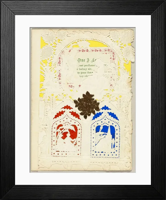 Framed Print : Untitled Valentine (Couple in the Country), 1850 / 59. Creator: Unknown Framed Print : Untitled Valentine (Couple in the Country), 1850 / 59. Creator: Unknown