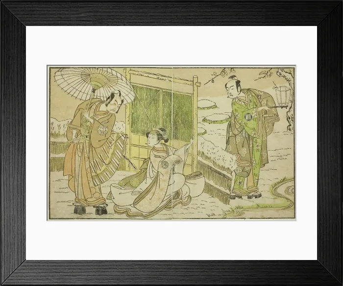 Framed Print : The Actors Arashi Sangoro II as Minamoto no Yoritomo (right), Segawa Kikunojo II as Yuk... c. 1772. Creator: Shunsho Framed Print : The Actors Arashi Sangoro II as Minamoto no Yoritomo (right), Segawa Kikunojo II as Yuk... c. 1772. Creator: Shunsho