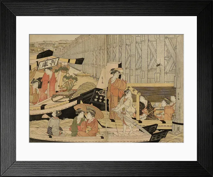 Framed Print : Pleasure Boats on the Sumida River, c. 1792. Creator: Hosoda Eishi Framed Print : Pleasure Boats on the Sumida River, c. 1792. Creator: Hosoda Eishi
