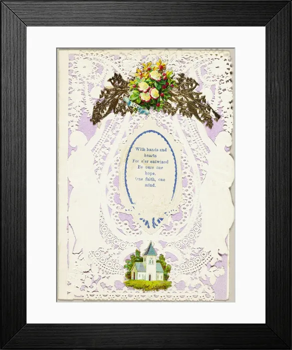Framed Print : With Hands and Hearts Forever Entwined (valentine), 1850 / 59. Creator: Unknown Framed Print : With Hands and Hearts Forever Entwined (valentine), 1850 / 59. Creator: Unknown