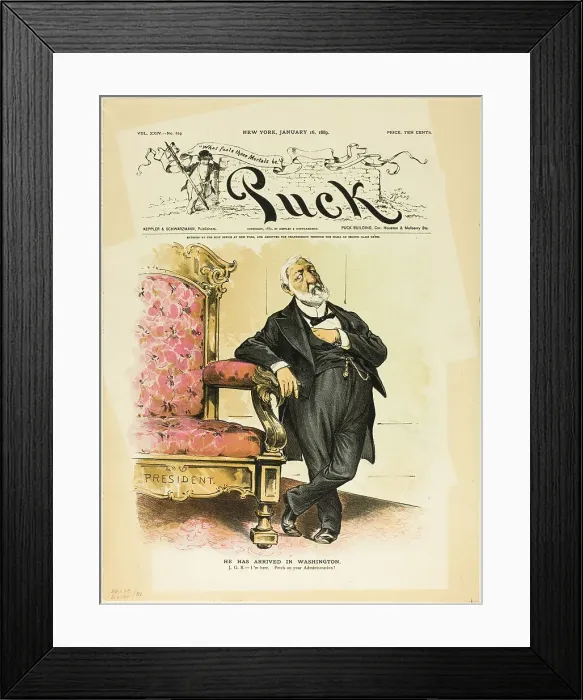 Framed Print : He Has Arrived in Washington, from Puck, 1889. Creator: Unknown Framed Print : He Has Arrived in Washington, from Puck, 1889. Creator: Unknown