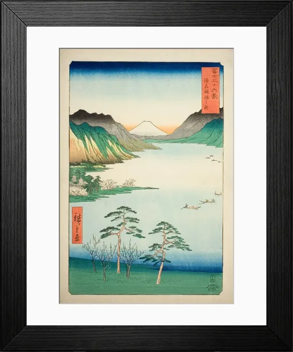 Framed Print : Lake Suwa in Shinano Province (Shinshu Suwa no mizuumi), from the series Thirty-six... 1858. Creator: Ando Hiroshige. Lake Suwa in Shinano Province (Shinshu Suwa no mizuumi), from the series Thirty-six... 1858. Creator: Ando Hiroshige Framed Print : Lake Suwa in Shinano Province (Shinshu Suwa no mizuumi), from the series Thirty-six... 1858. Creator: Ando Hiroshige. Lake Suwa in Shinano Province (Shinshu Suwa no mizuumi), from the series Thirty-six... 1858. Creator: Ando Hiroshige