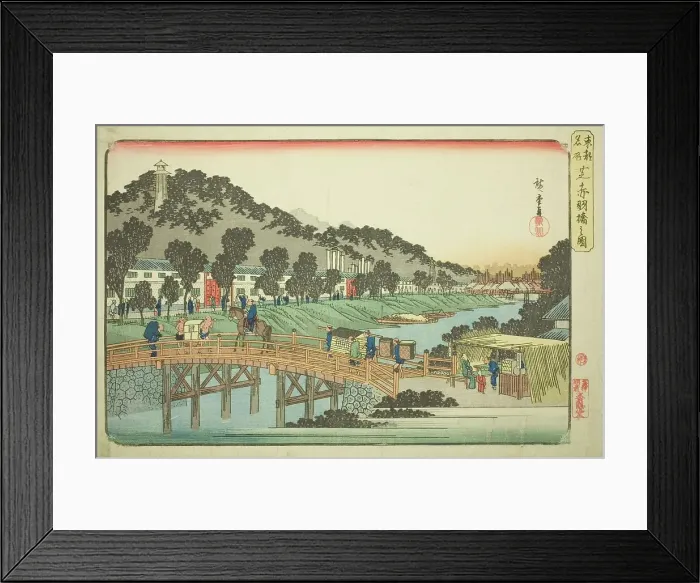Framed Print : Akabane Bridge in Shiba (Shiba Akabanebashi no zu), from the series Famous Places... c. 1832 / 38. Creator: Ando Hiroshige. Akabane Bridge in Shiba (Shiba Akabanebashi no zu), from the series Famous Places... c. 1832 / 38 Framed Print : Akabane Bridge in Shiba (Shiba Akabanebashi no zu), from the series Famous Places... c. 1832 / 38. Creator: Ando Hiroshige. Akabane Bridge in Shiba (Shiba Akabanebashi no zu), from the series Famous Places... c. 1832 / 38