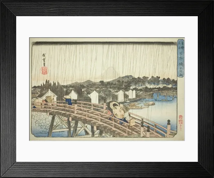 Framed Print : Rain at Nihonbashi Bridge (Nihonbashi no hakuu), from the series Famous Places in the... c1832 / 38. Creator: Ando Hiroshige. Rain at Nihonbashi Bridge (Nihonbashi no hakuu), from the series Famous Places in the... c1832 / 38 Framed Print : Rain at Nihonbashi Bridge (Nihonbashi no hakuu), from the series Famous Places in the... c1832 / 38. Creator: Ando Hiroshige. Rain at Nihonbashi Bridge (Nihonbashi no hakuu), from the series Famous Places in the... c1832 / 38