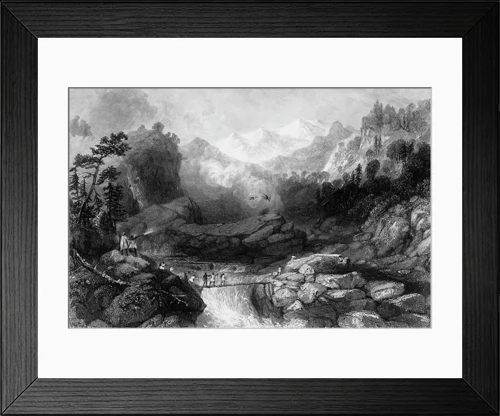 Framed Print : Crossing by a Sangha, near Jumnootree, 1845. Creator: Unknown Framed Print : Crossing by a Sangha, near Jumnootree, 1845. Creator: Unknown