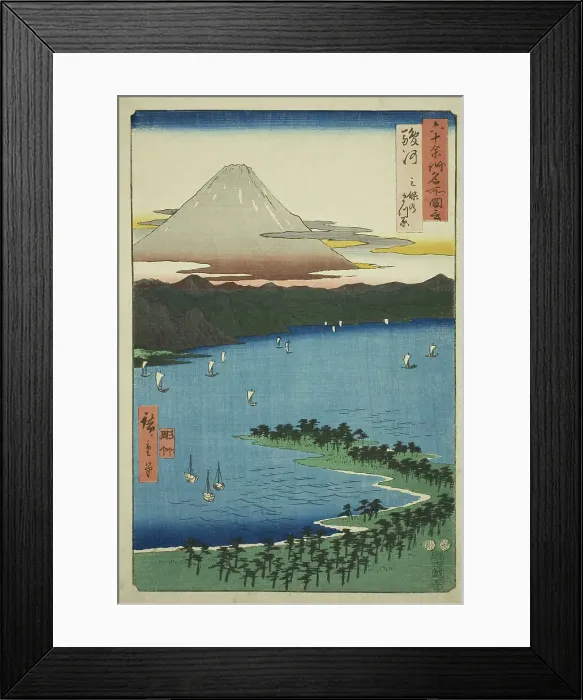 Framed Print : Suruga Province: The Pine Grove at Miho (Suruga, Miho no matsubara), from the series Famo... 1853. Creator: Ando Hiroshige. Suruga Province: The Pine Grove at Miho (Suruga, Miho no matsubara), from the series Famo... 1853 Framed Print : Suruga Province: The Pine Grove at Miho (Suruga, Miho no matsubara), from the series Famo... 1853. Creator: Ando Hiroshige. Suruga Province: The Pine Grove at Miho (Suruga, Miho no matsubara), from the series Famo... 1853