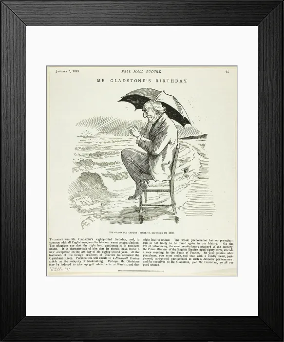 Framed Print : Mr. Gladstone's Birthday, from the Pall Mall Budget, 1893. Creator: Unknown Framed Print : Mr. Gladstone's Birthday, from the Pall Mall Budget, 1893. Creator: Unknown