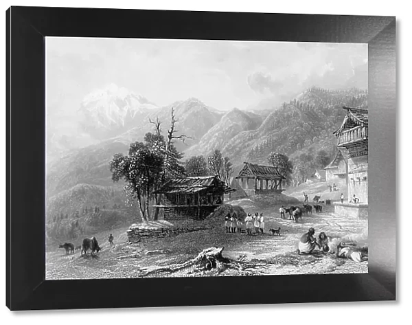 The Village of Khandoo, Himalaya Mountains, 1845. Creator: William Purser