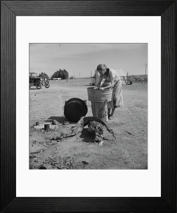 Framed Print : Laundry facilities in migratory labor camp, Imperial Valley, California, near Calipatria, 1937. Creator: Dorothea Lange Framed Print : Laundry facilities in migratory labor camp, Imperial Valley, California, near Calipatria, 1937. Creator: Dorothea Lange
