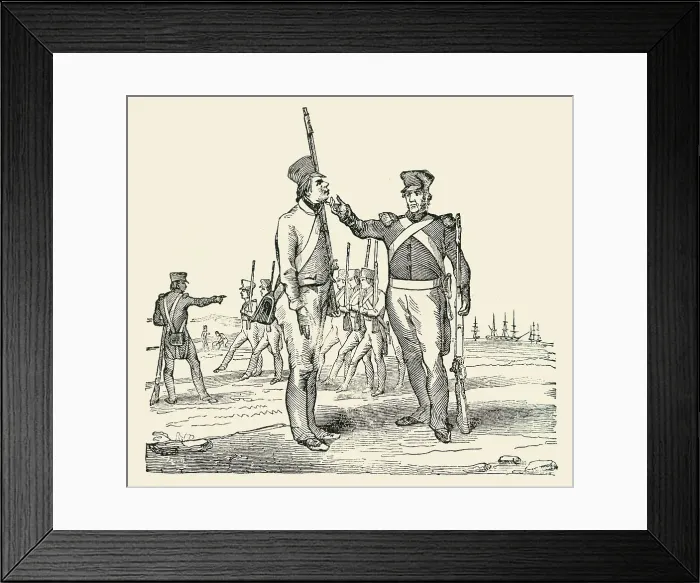 Framed Print : Drilling raw Recruits, 1849. Creator: Unknown Framed Print : Drilling raw Recruits, 1849. Creator: Unknown