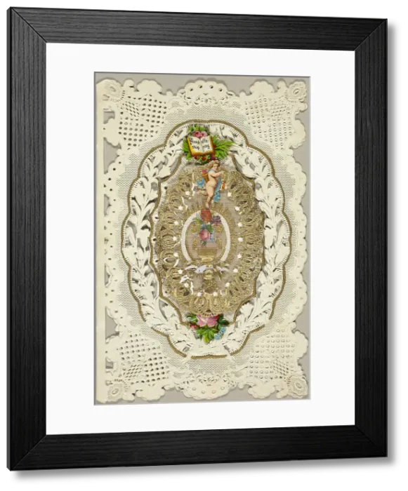 Framed Print : Friendship Offering (valentine), c.1850. Creator: Unknown Framed Print : Friendship Offering (valentine), c.1850. Creator: Unknown
