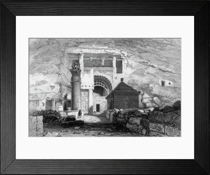 Framed Print : The Cave of Karli, 1835. Creator: George Cattermole Framed Print : The Cave of Karli, 1835. Creator: George Cattermole