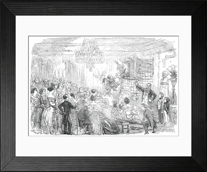 Framed Print : Punch and Judy at Christmas - drawn by Leech, 1850. Creator: Unknown Framed Print : Punch and Judy at Christmas - drawn by Leech, 1850. Creator: Unknown