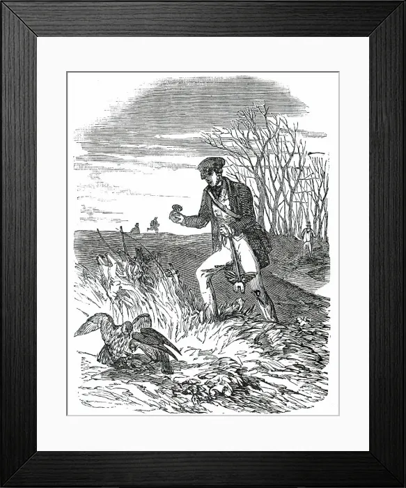 Framed Print : Falconer about to Disengage Falcons from Quarry, 1850. Creator: Unknown Framed Print : Falconer about to Disengage Falcons from Quarry, 1850. Creator: Unknown