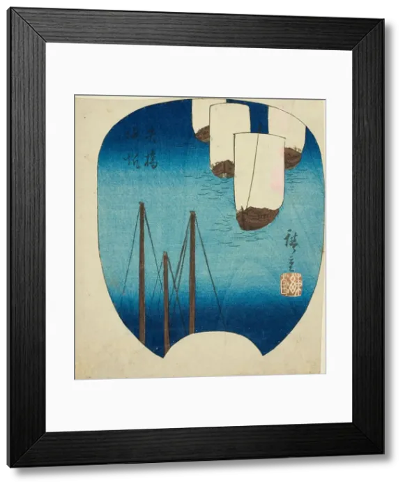 Framed Print : Returning Sails at Yabase (Yabase kihan), section of a sheet from the series Eight Views...c1847 / 52 Creator: Ando Hiroshige. Returning Sails at Yabase (Yabase kihan) Framed Print : Returning Sails at Yabase (Yabase kihan), section of a sheet from the series Eight Views...c1847 / 52 Creator: Ando Hiroshige. Returning Sails at Yabase (Yabase kihan)