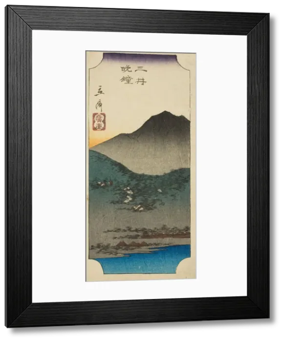 Framed Print : Evening Bells at Mii (Mii bansho), section of a sheet from the series Eight Views of... c.1847 / 52. Creator: Ando Hiroshige. Evening Bells at Mii (Mii bansho), section of a sheet from the series Eight Views of... c.1847 / 52 Framed Print : Evening Bells at Mii (Mii bansho), section of a sheet from the series Eight Views of... c.1847 / 52. Creator: Ando Hiroshige. Evening Bells at Mii (Mii bansho), section of a sheet from the series Eight Views of... c.1847 / 52
