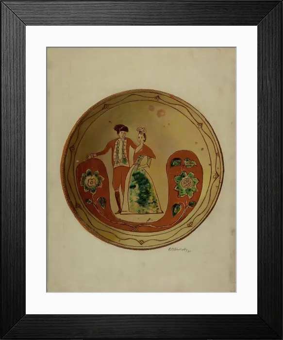 Framed Print : Pa. German Pie Plate, 1937. Creator: Eugene Shellady Framed Print : Pa. German Pie Plate, 1937. Creator: Eugene Shellady