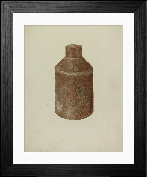 Framed Print : Tin Tea Caddy, c. 1938. Creator: Eldon Allen Framed Print : Tin Tea Caddy, c. 1938. Creator: Eldon Allen