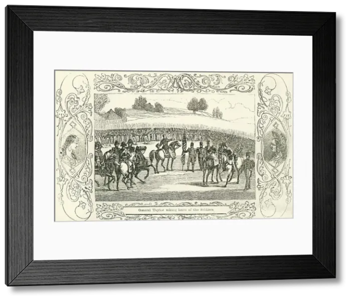 Framed Print : General Taylor taking leave of the Soldiers, 1849. Creator: Unknown Framed Print : General Taylor taking leave of the Soldiers, 1849. Creator: Unknown