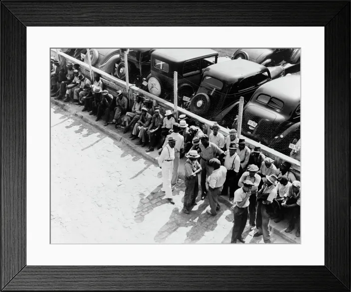 Framed Print : Part of the daily lineup outside the State Employment Service OfficeMemphis, Tennessee, 1938. Creator: Dorothea Lange Framed Print : Part of the daily lineup outside the State Employment Service OfficeMemphis, Tennessee, 1938. Creator: Dorothea Lange