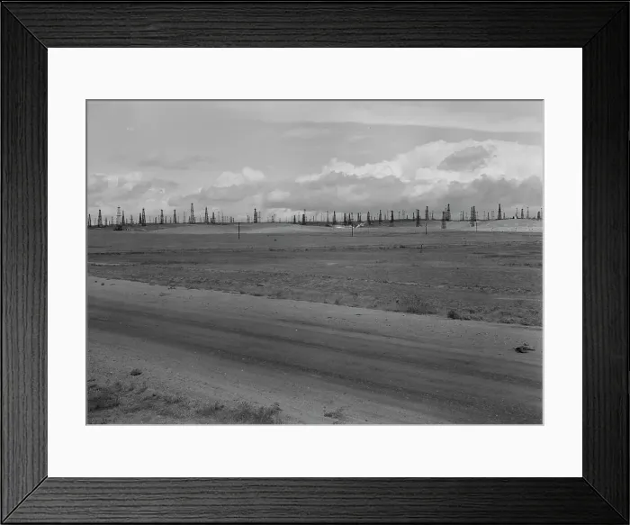 Framed Print : Oil fields, Kern County, California, 1938. Creator: Dorothea Lange Framed Print : Oil fields, Kern County, California, 1938. Creator: Dorothea Lange