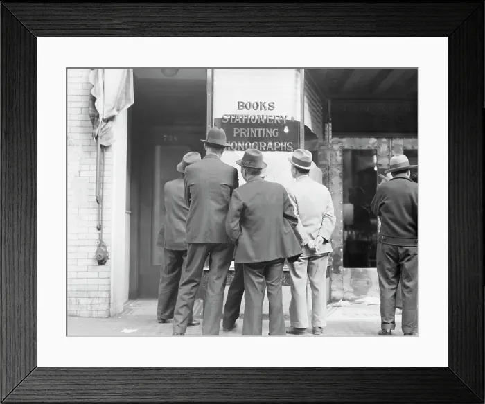 Framed Print : News of the surrender of Canton... San Francisco, California, 1938. Creator: Dorothea Lange Framed Print : News of the surrender of Canton... San Francisco, California, 1938. Creator: Dorothea Lange