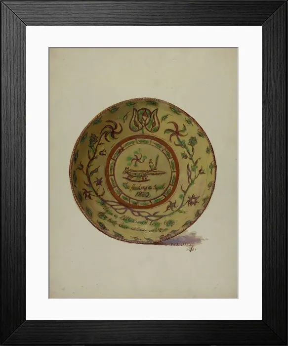 Framed Print : Pa. German Dish, 1937. Creator: Eugene Shellady Framed Print : Pa. German Dish, 1937. Creator: Eugene Shellady
