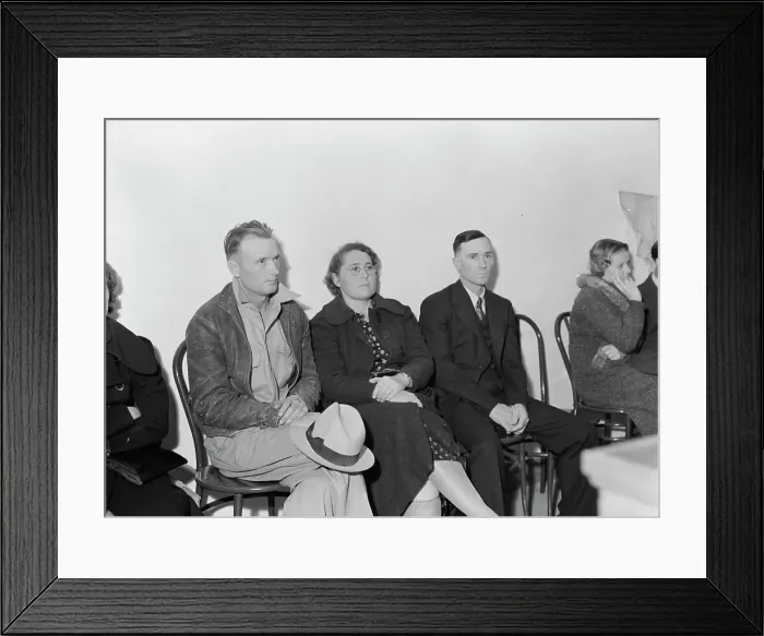 Framed Print : Night meeting in the FSA office, Tulare County, California, 1938. Creator: Dorothea Lange Framed Print : Night meeting in the FSA office, Tulare County, California, 1938. Creator: Dorothea Lange