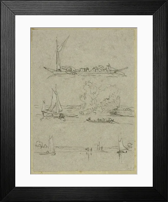 Framed Print : Three Sketches of Dusseldorf River Boats, n.d. Creator: William Alfred Delamotte Framed Print : Three Sketches of Dusseldorf River Boats, n.d. Creator: William Alfred Delamotte