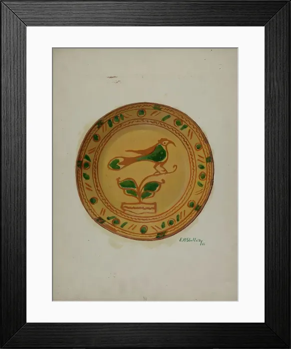 Framed Print : Pa. German Plate, 1936. Creator: Eugene Shellady Framed Print : Pa. German Plate, 1936. Creator: Eugene Shellady