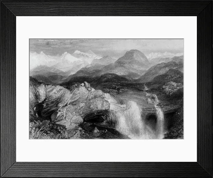 Framed Print : Falls near the Source of the Jumna, 1845. Creator: Unknown
