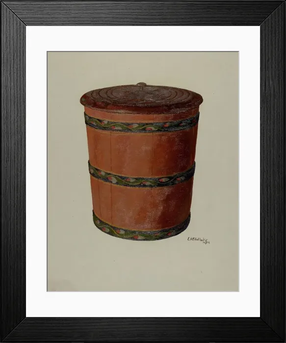 Framed Print : Pa. German Pail and Cover, 1938. Creator: Eugene Shellady Framed Print : Pa. German Pail and Cover, 1938. Creator: Eugene Shellady