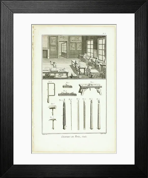 Framed Print : Wood Engraving, Tools, from Encyclopédie, 1762 / 77. Creator: A. J. Defehrt Framed Print : Wood Engraving, Tools, from Encyclopédie, 1762 / 77. Creator: A. J. Defehrt