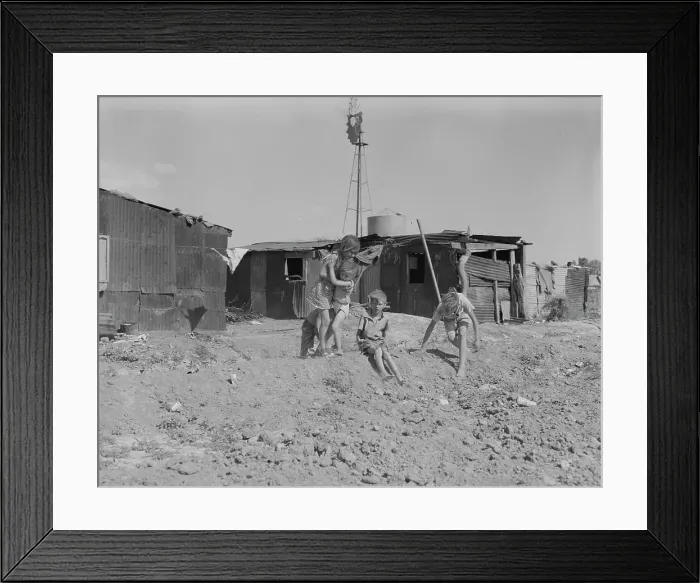 Framed Print : Housing for migratory cotton laborers near Casa Grande, Arizona, 1937. Creator: Dorothea Lange Framed Print : Housing for migratory cotton laborers near Casa Grande, Arizona, 1937. Creator: Dorothea Lange