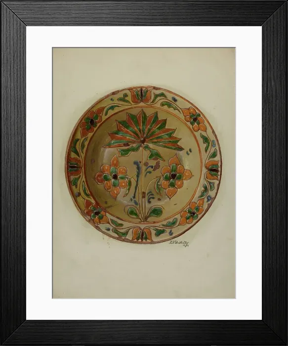 Framed Print : Pa. German Dish, 1938. Creator: Eugene Shellady Framed Print : Pa. German Dish, 1938. Creator: Eugene Shellady