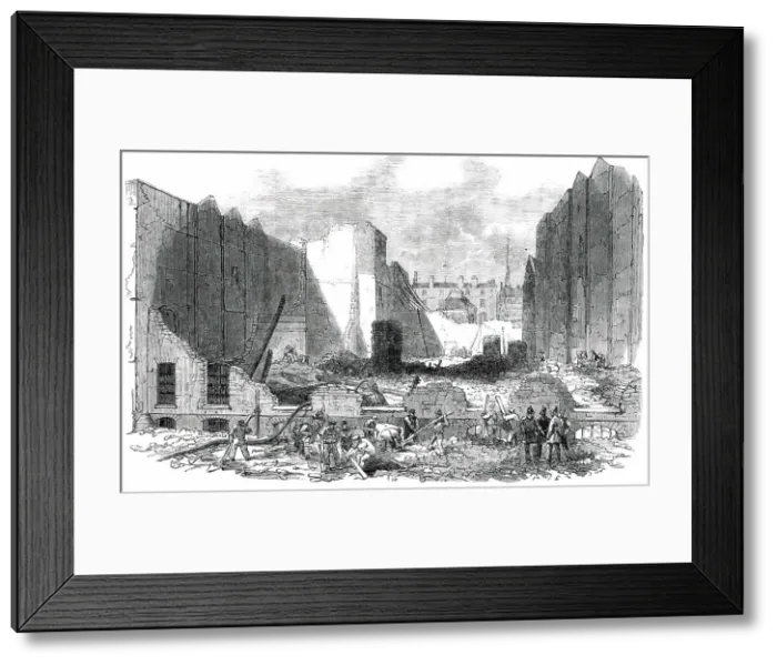 Framed Print : Ruins of the Great Fire in Mark-Lane - sketched from Seething-Lane, 1850. Creator: Unknown Framed Print : Ruins of the Great Fire in Mark-Lane - sketched from Seething-Lane, 1850. Creator: Unknown