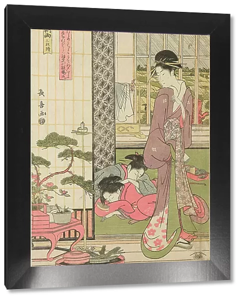 Rain the Morning After in the Pleasure Quarter (Seiro kinuginu no ame), c. 1795. Creator: Eishosai Choki