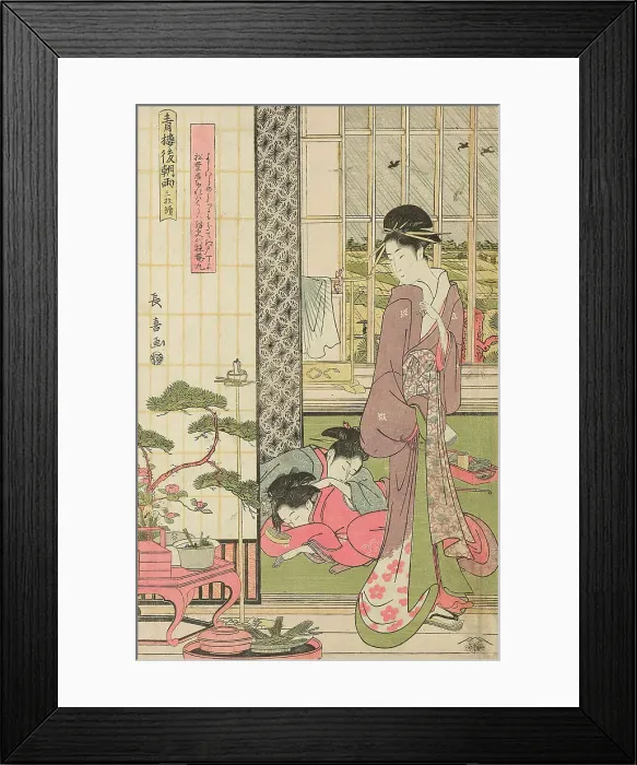 Framed Print : Rain the Morning After in the Pleasure Quarter (Seiro kinuginu no ame), c. 1795. Creator: Eishosai Choki Framed Print : Rain the Morning After in the Pleasure Quarter (Seiro kinuginu no ame), c. 1795. Creator: Eishosai Choki