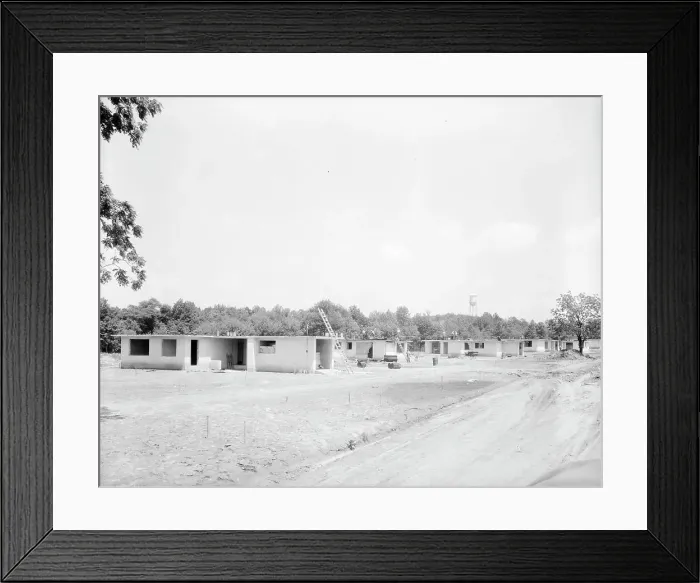 Framed Print : Homes under construction, Hightstown, New Jersey, 1936. Creator: Dorothea Lange