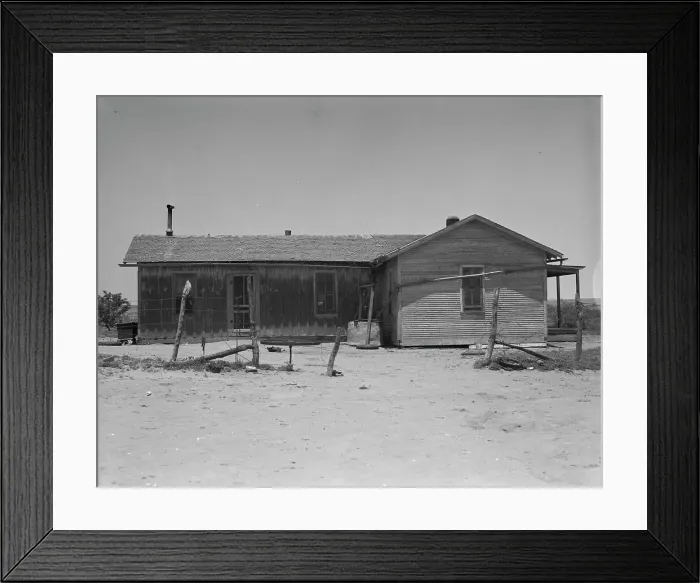 Framed Print : Home of Texas sharecropper, 1937. Creator: Dorothea Lange