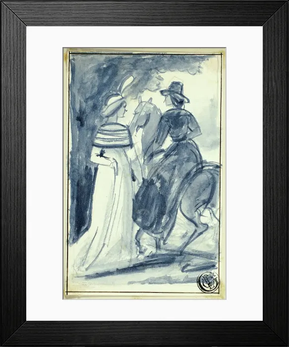 Framed Print : Two Women (One on Horseback) in Late 18th Century Dress, n.d. Creator: William Edward Frost Framed Print : Two Women (One on Horseback) in Late 18th Century Dress, n.d. Creator: William Edward Frost
