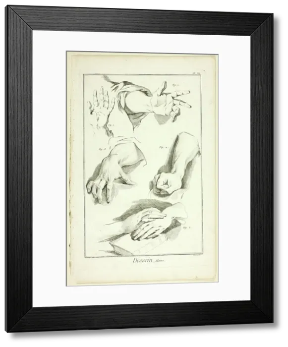 Framed Print : Design: Hands, from Encyclopédie, 1762 / 77. Creator: Benoit-Louis Prevost Framed Print : Design: Hands, from Encyclopédie, 1762 / 77. Creator: Benoit-Louis Prevost