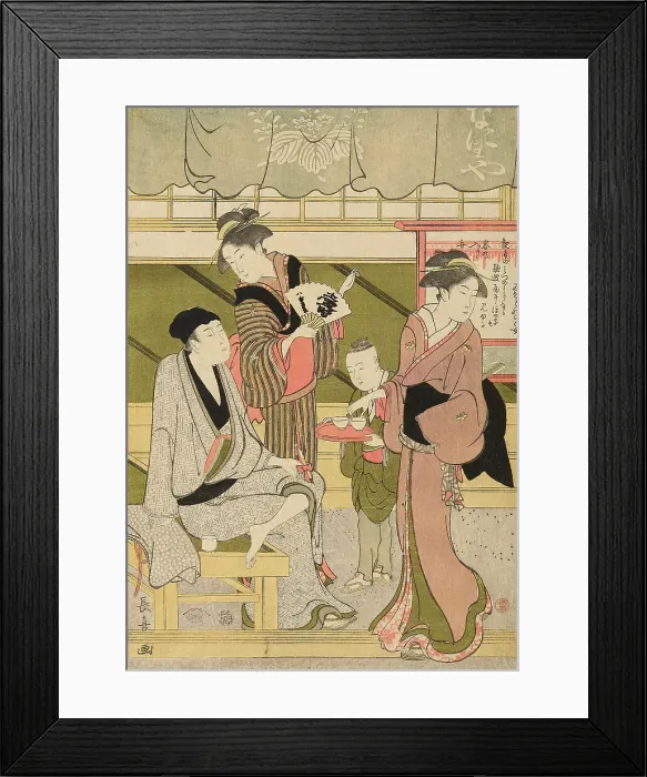 Framed Print : The Front Room of the Naniwaya (Naniwaya misesaki), c. 1800. Creator: Eishosai Choki Framed Print : The Front Room of the Naniwaya (Naniwaya misesaki), c. 1800. Creator: Eishosai Choki
