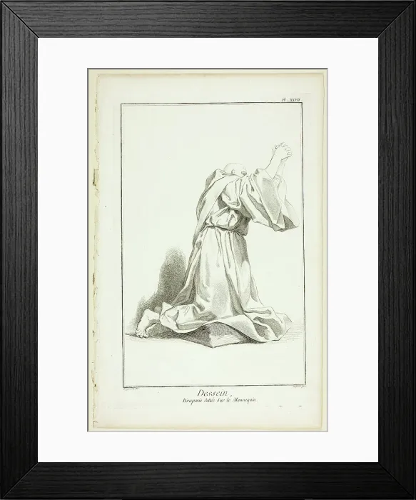 Framed Print : Design: Drapery Arranged On a Model, from Encyclopédie, 1762 / 77. Creator: A. J. Defehrt Framed Print : Design: Drapery Arranged On a Model, from Encyclopédie, 1762 / 77. Creator: A. J. Defehrt