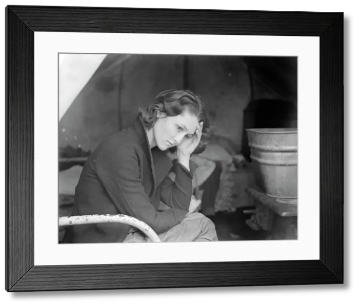 Framed Print : Daughter of migrant Tennessee coal miner, living in American River camp... CA, 1936. Creator: Dorothea Lange Framed Print : Daughter of migrant Tennessee coal miner, living in American River camp... CA, 1936. Creator: Dorothea Lange