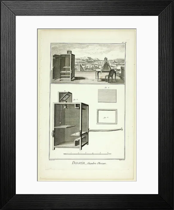 Framed Print : Design: Camera Obscura, from Encyclopédie, 1762 / 77. Creator: A. J. Defehrt Framed Print : Design: Camera Obscura, from Encyclopédie, 1762 / 77. Creator: A. J. Defehrt